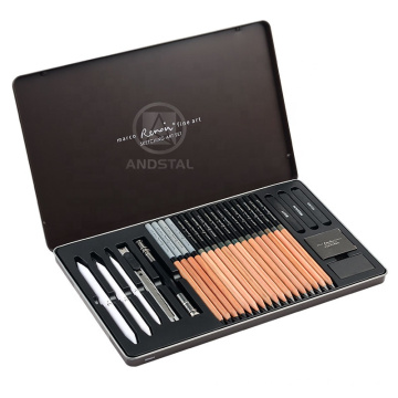 AndStal Renoir 27PCS Set Professional Sketching Craying Tools Set Crayons de charbon de bois Set Fournitures d&#39;art